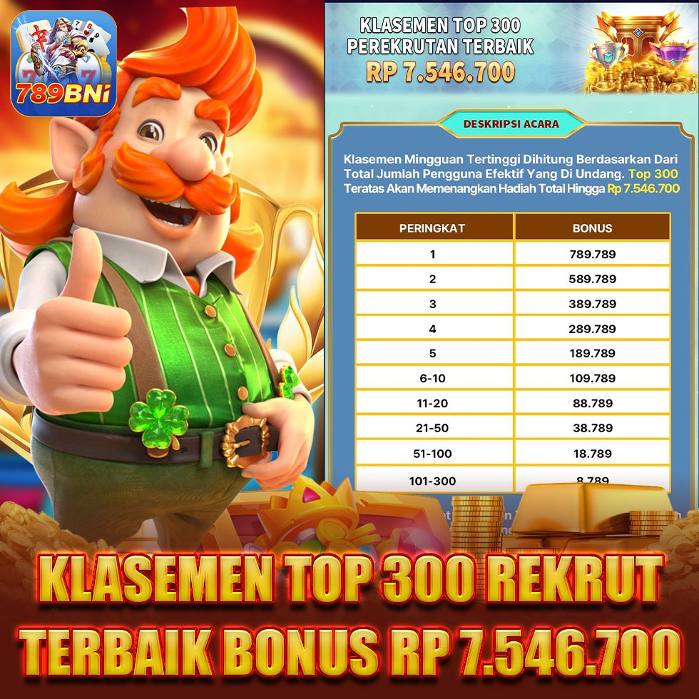 BNI 789 APK - klasmen top 300 rekrut terbaik bonus Rp. 7.546.700