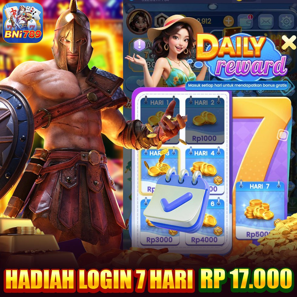 hadiah login 7 hari Rp 17.000 di bni789 apk